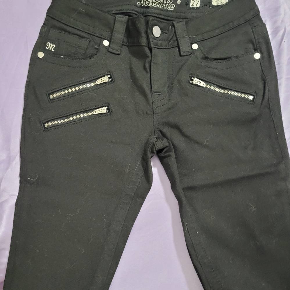 Black Jeans Zipper Detail Miss Me 27 Standard Skinny